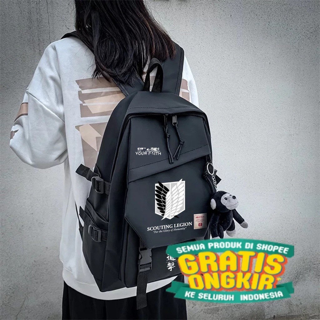 Attack On Titan Ransel Wanita Pria Ransel Tas Sekolah Pelajar Anime untuk Remaja Perempuan Laki-laki