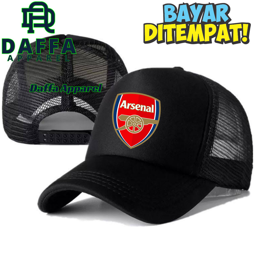 Daffa Apparel Topi Trucker ARSENAL - Topi Distro ARSENAL Logo - Topi ARSENAL Premium - Topi Pria Dew
