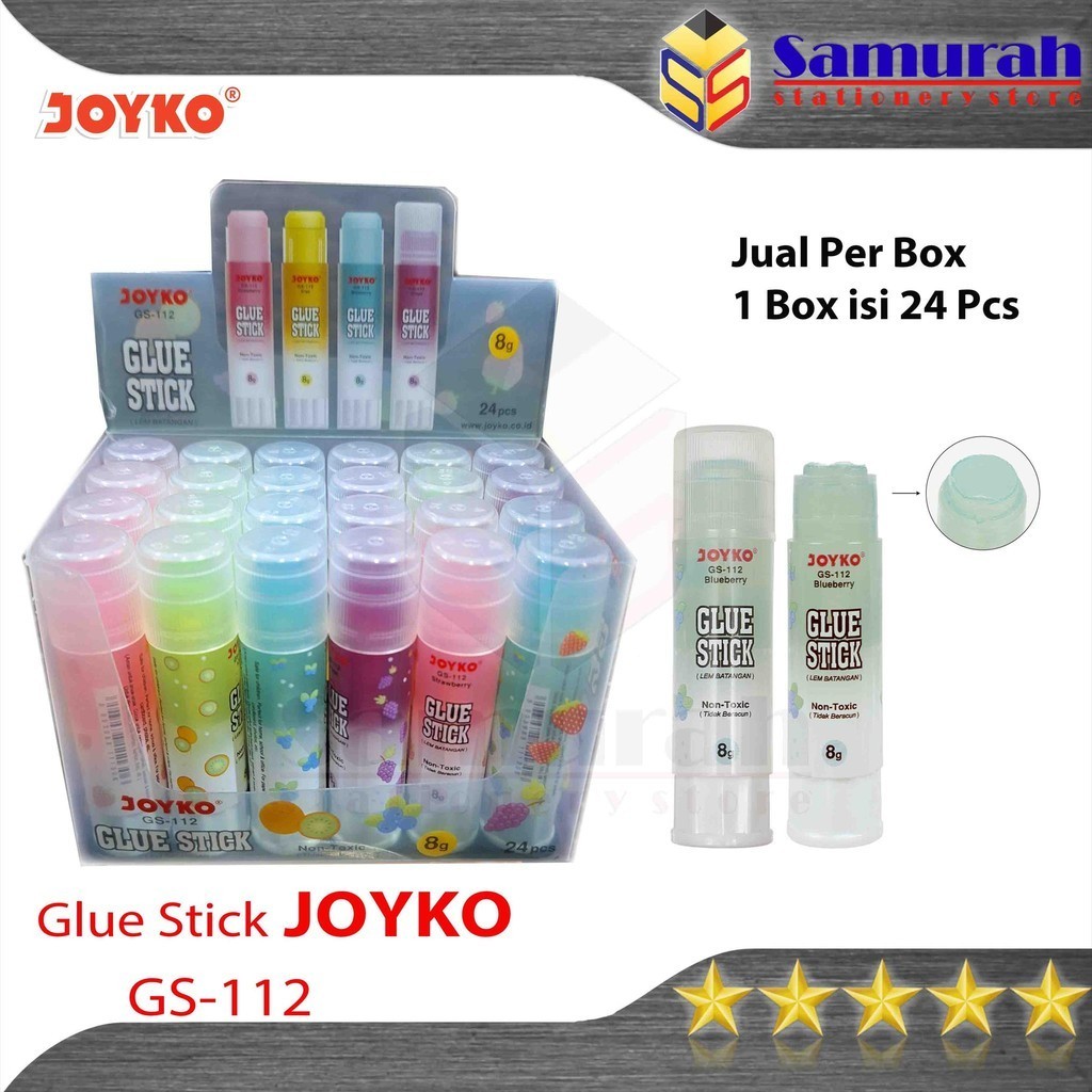 

Lem Stik Batang Warna 8 Gr Joyko Glue Stick GS 112 / Lem Putar GS-112 BOX isi 24 pcs - 8 Gram