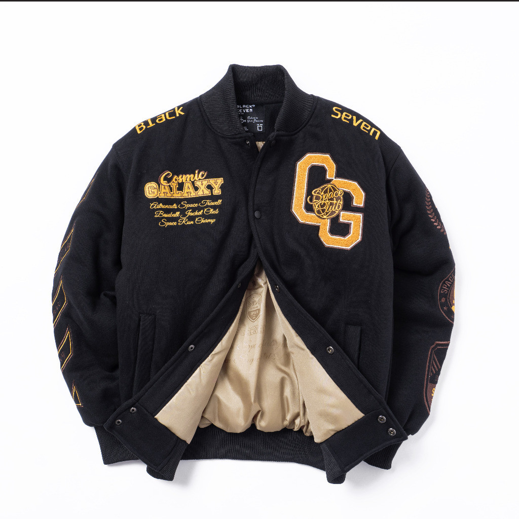 JACKET VARSITY  | COSMIC  GALAXY  - BLACK GOLD EDITION  | FULL CATTON - FULL BORIDR - PRIA/WANITA