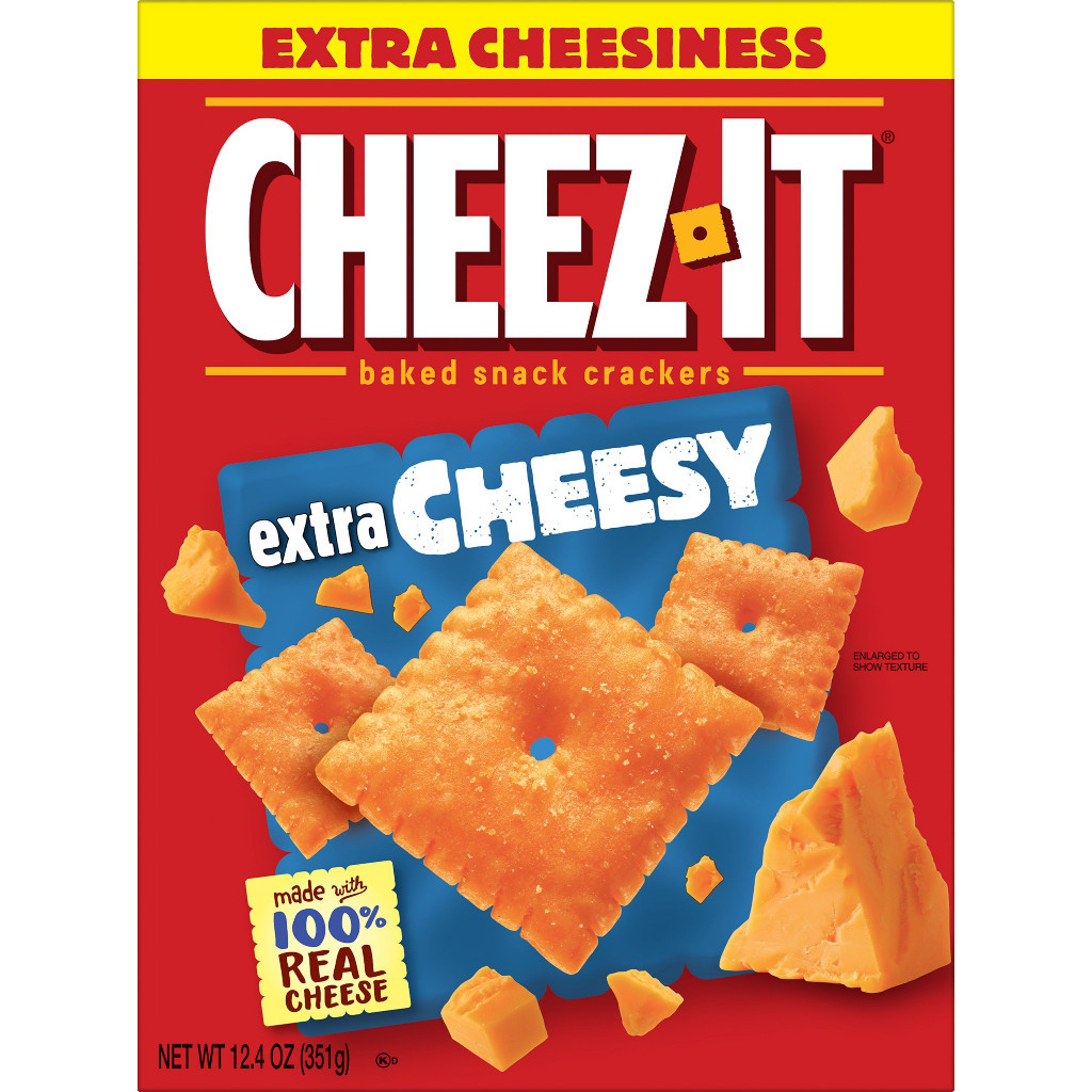 

CHEEZ IT CRACKERS CHEDDAR / ORIGINAL / PEPPER JACK / SNACK MIX / XTRA CHEESE