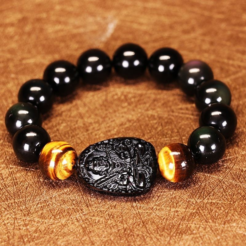 New natural obsidian Buddha bracelet for couples