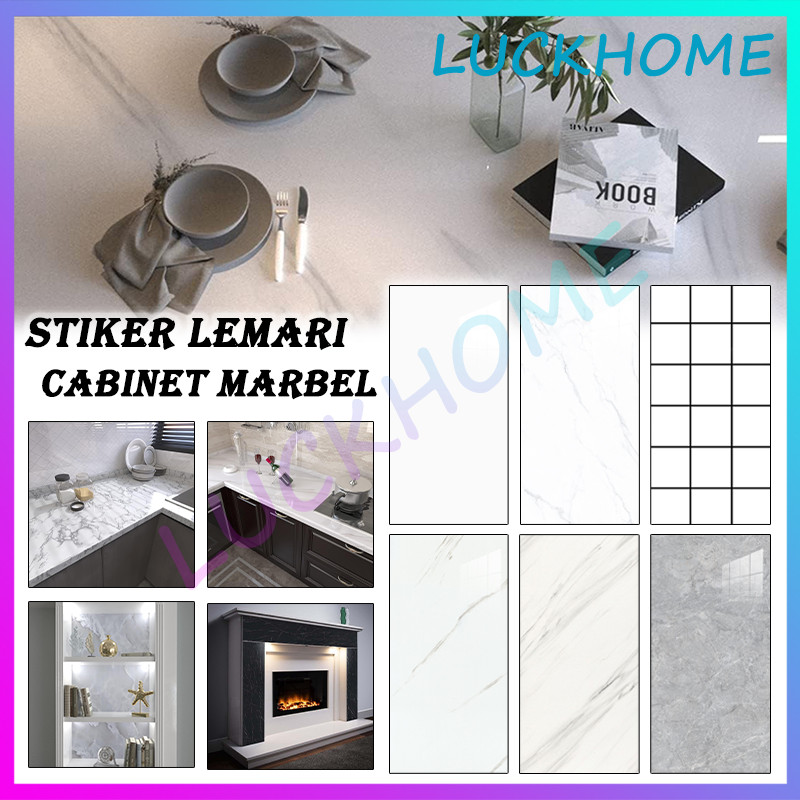10 Buah/Pak Wallpaper dinding VINYL Marble Stiker PVC Motif Marmer PVC Sheet Stiker Lemari Cabinet M