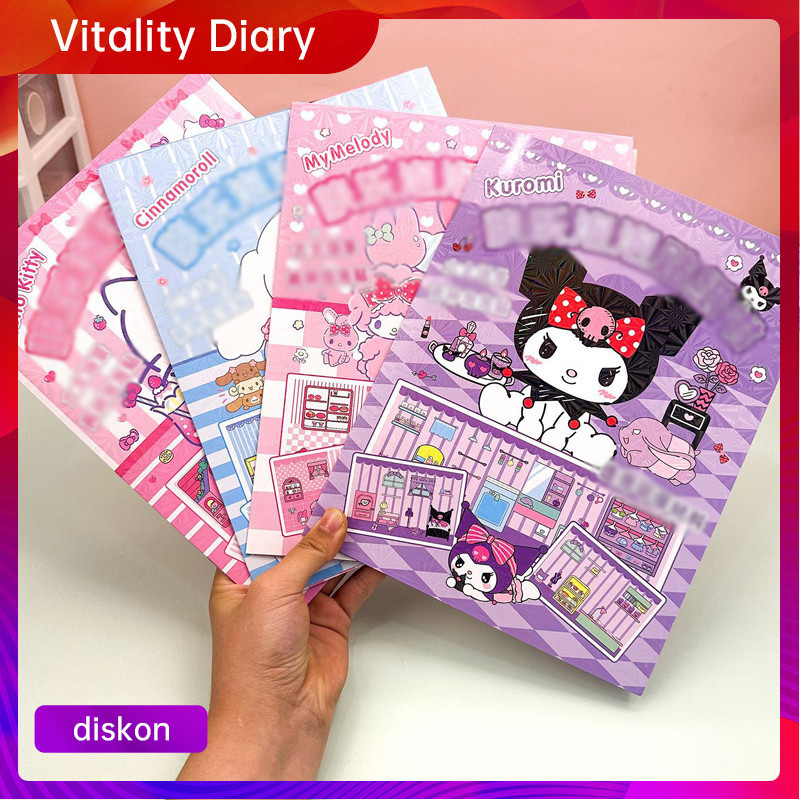 

【COD❤️】Buku Stiker Happy Bubble Sanrio Kartun DIY Stiker Pengganti Adegan Stiker VDY