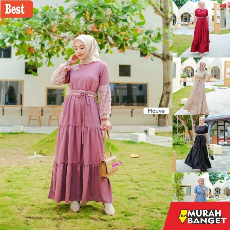 Abaya Turki Kekinian Nadira Gamis Wanita Turkey Shakila Premium Dress Lengan Panjang Brukat Malika A