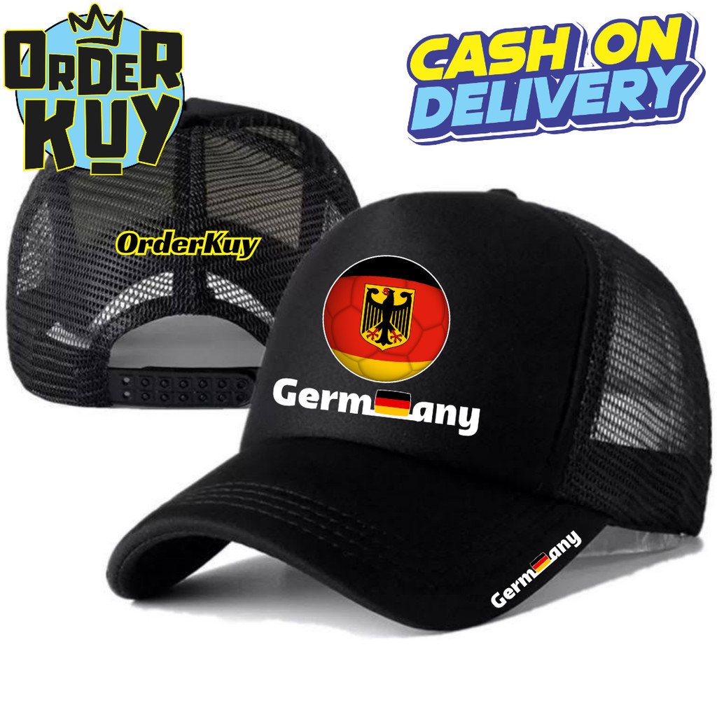 OrderKuy Topi Trucker TIMNAS JERMAN - Topi Distro GERMANY Logo - Topi Tim Nasional JERMAN Premium - 