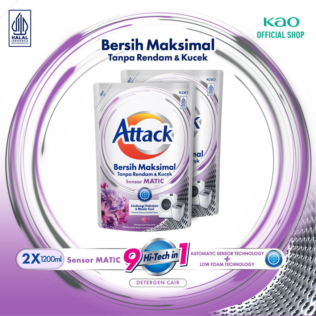 Attack Sensor Matic Deterjen Cair Semua Mesin Cuci 1200 mL Twin Pack