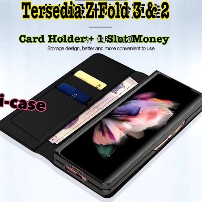 New[Promo] Flip Slot Card Case Z Fold 3 & 2 Dompet Samsung Galaxy Z fold2 Z fold3 - FOLD 3, HITAM PO