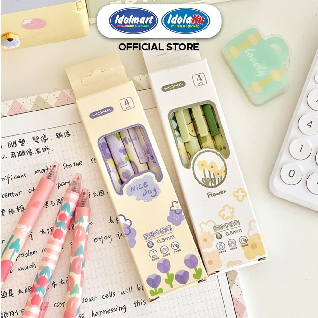 

IDOLAKU Pen Gel Set Karakter Isi 4 Pcs Pulpen Motif XC10