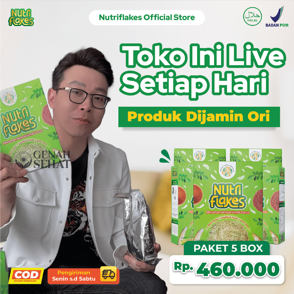 

Nutriflakes Sereal Umbi Garurt Asam Lambung Maag dan Gerd Box