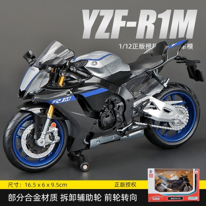 DIECAST MINIATUR MOTOR YAMAHA YZF - R1M DIECAST MOTOR SKALA 1:12 PREMIUM - Ymh R1M Silver