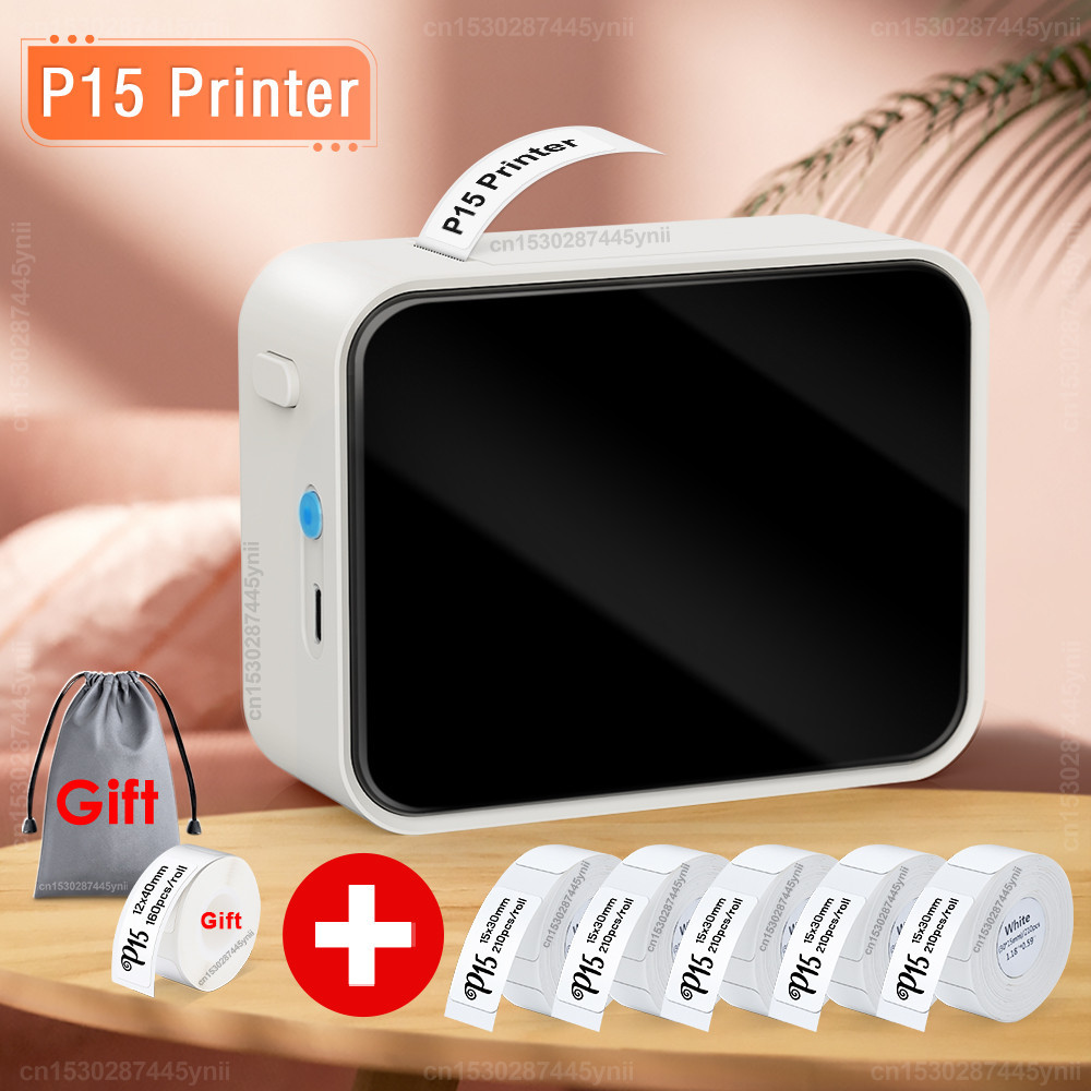 

Wireless Label Printer P15 Portable Bluetooth Thermal Label Maker Handheld Mini Machine with Adhesive Label Tape Home Office Use