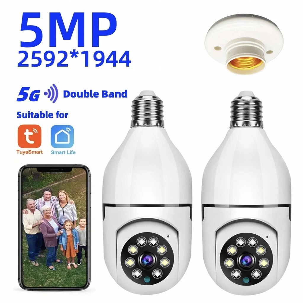 

Tuya 3MP/5MP 5G Duel Band Bulb Camera WiFi Two Way Voice AI Human Detection Night Vision E27 Camera Zoom Surveilance Cam Yiiot