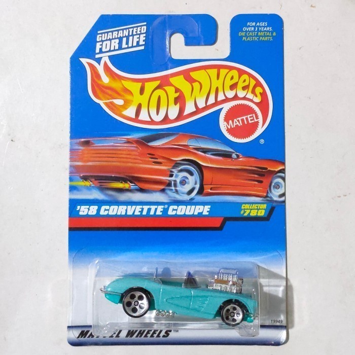 Hotwheels 58 Corvette Coupe biru muda 1998