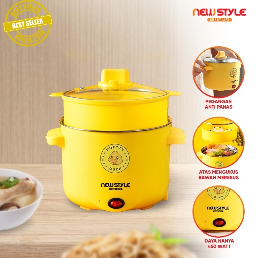 Newstyle Panci Listrik Serbaguna Y07 Elektrik Cooker Multifungsi Panci Kukus Elektrik