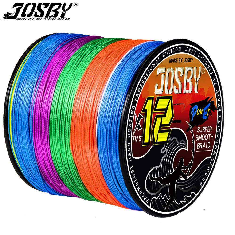 JOSBY 12 Strands Super Strong 100M 300M 500M 1000M X12 Braided Fishing Lines PE Multifilament Wire f