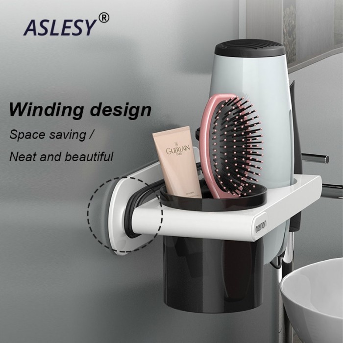 

Rak Holder Hair Dryer Kamar Mandi with 1 Storage Cup Multifunction c3