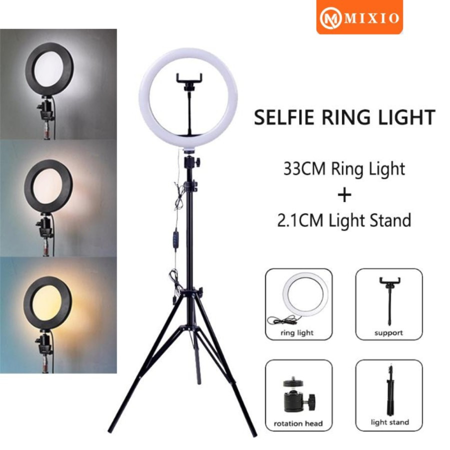 MIXIO Ring Light 33cm + Light Stand Tripod 2M Selfie Livestreamer