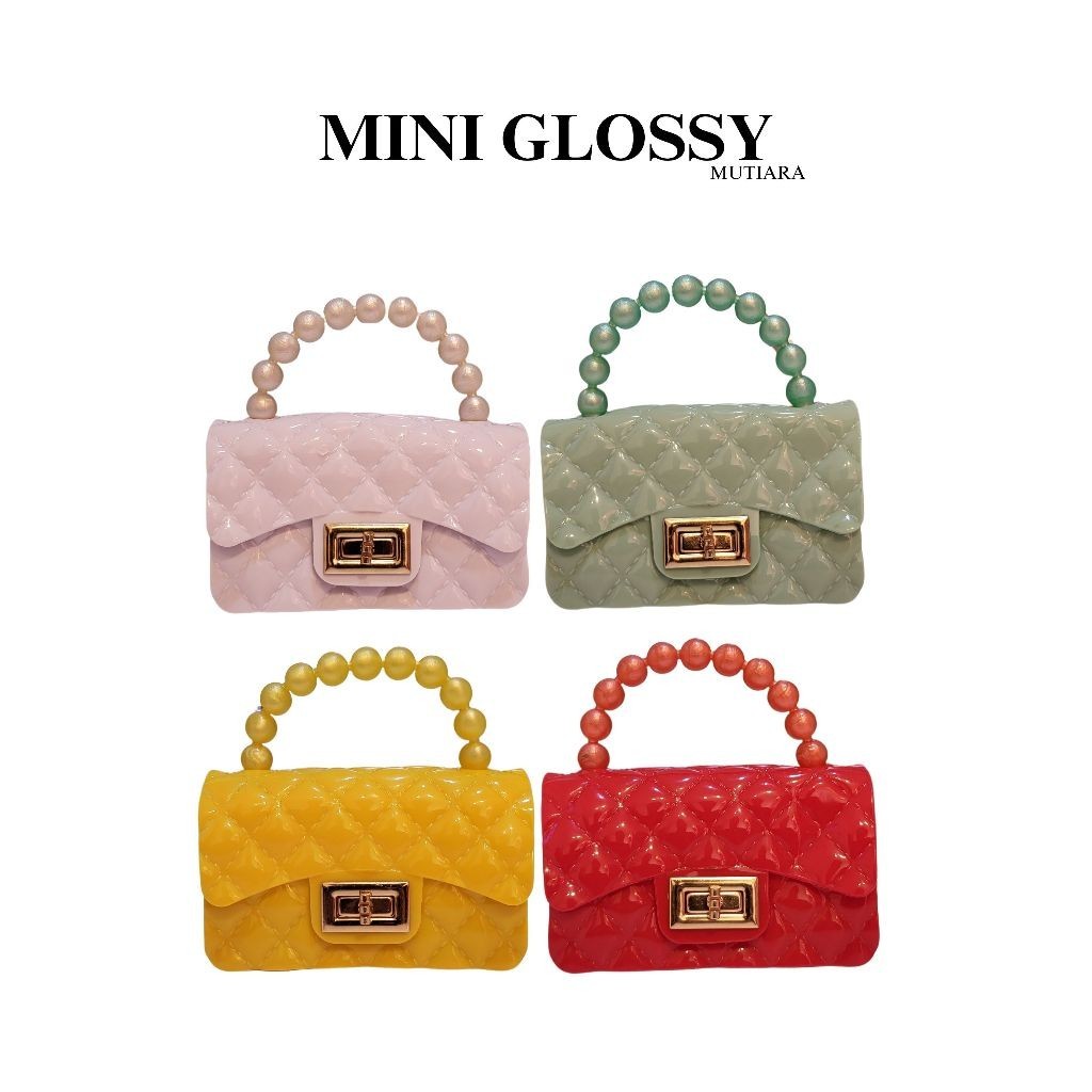 Tas Selempang Wanita Mini Jelly Glossy Mutiara Beauty I Tas Jelly I Tas Mini