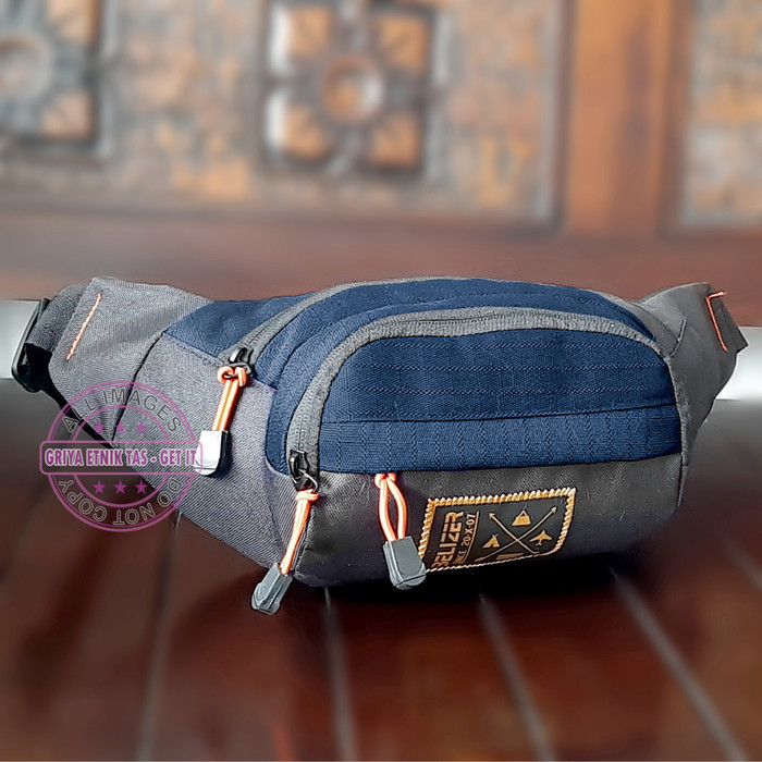 Tas Pinggang Pria Distro Terbaru 2 Warna Belizer - Waistbag Cowok - Biru