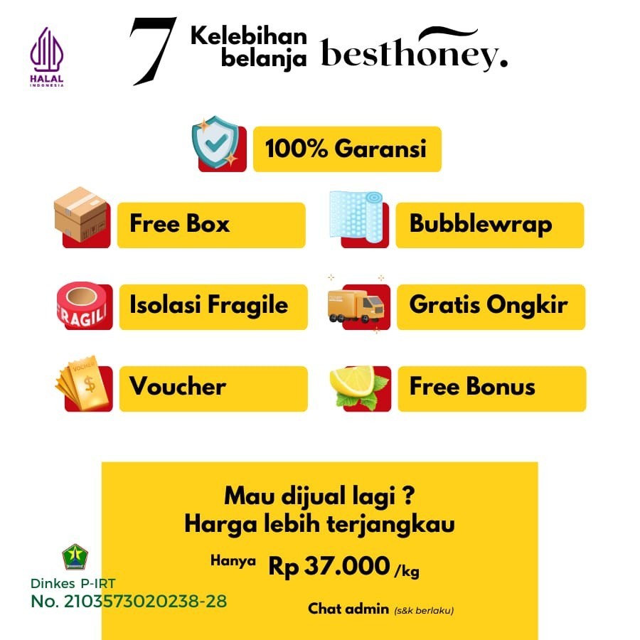 

Maknyuss1 Best Honey - Madu Asli Paket Bundling Madu Multiflora Original 1Kg (2Pcs)