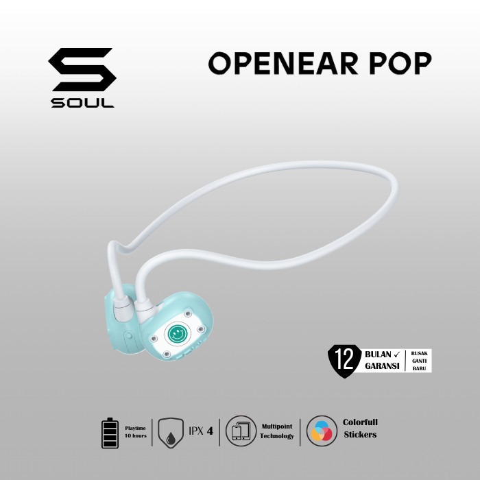 PRODUK TERBATAS SOUL Open Ear Pop Customizable Wireless Air Conduction Earphone Putih