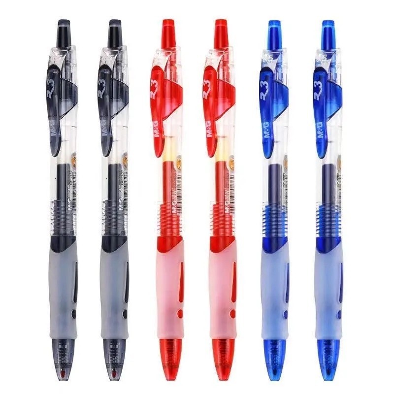 

YMB Pulpen Standard Cetekan Transparant Pena Gel 0.5mm Alat Tulis Kantor Sekolah Pen Pencet Tinta Cair Bolpoint Polos Murah