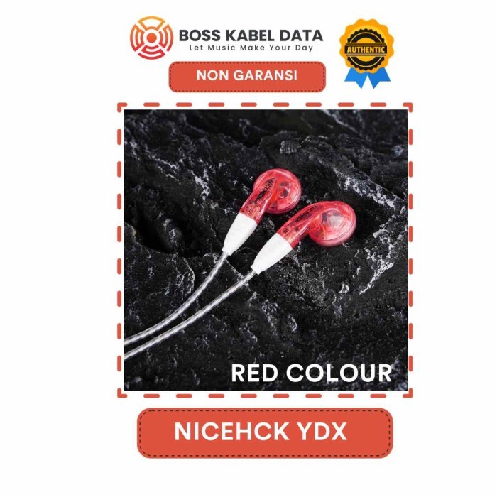 Nicehck YDX Earbud 14.8mm Dynamic Driver Detachable Dual pin 0.78 - Merah, Non Mic