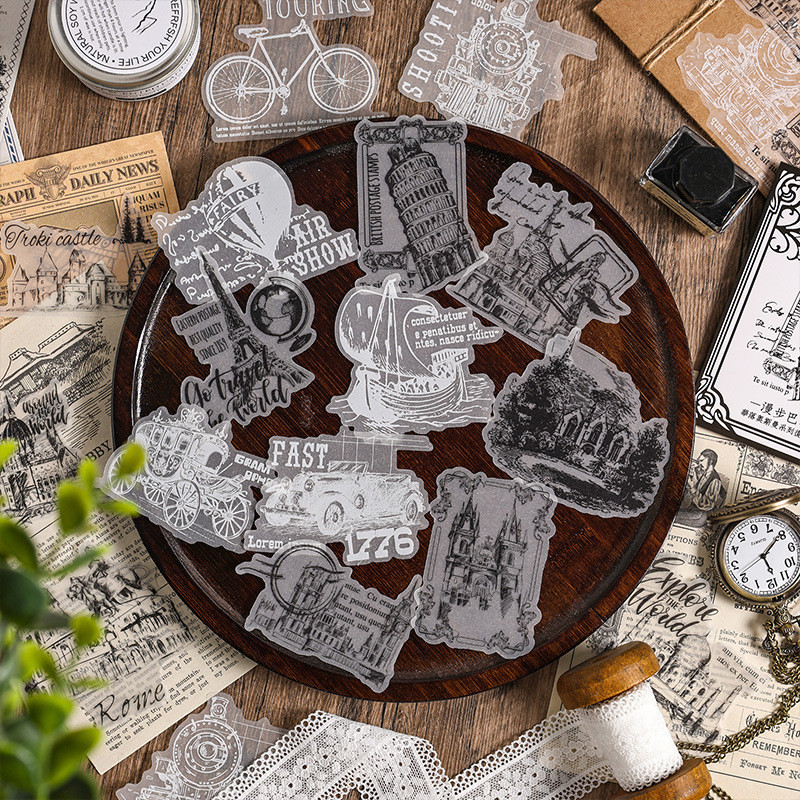 

Journamm 20pcs/pack Translucent Litmus Paper Antique Stickers DIY Scrapbooking Collage Stationery Decor Junk Journal Stickers