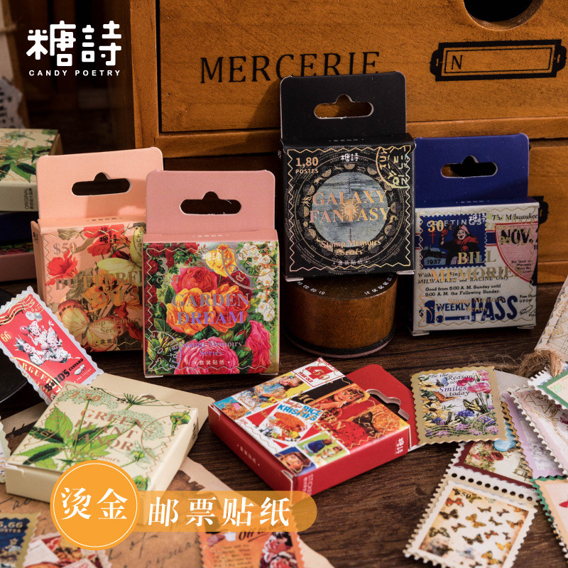 

45 Pcs Vintage Scrapbook Paper Stickers Pack Postage Stamp Flower Stickers For Journaling Diary Albums Diy Art Crafts Decoration