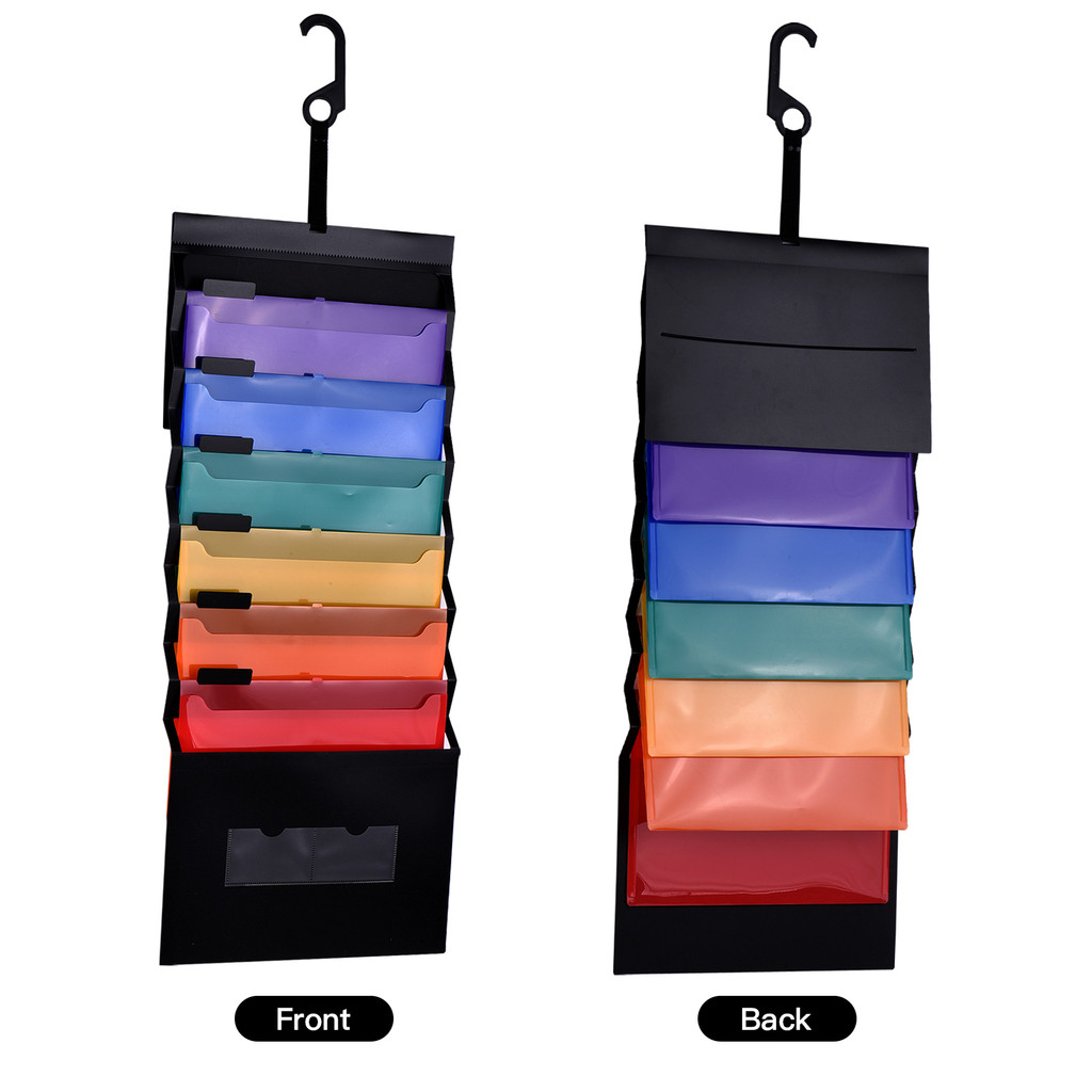 

6 Pockets Hanging File Folder Accordian File Organizer A4 Size Wall Organizer Rainbow Color for Home Office School