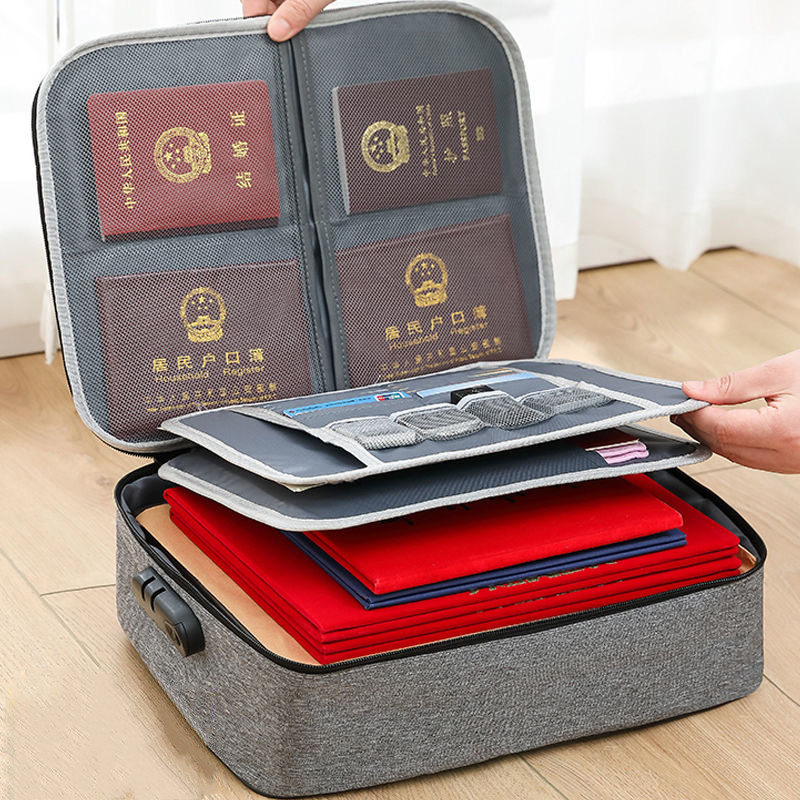 

Document Organizer Briefcase 3-Layer Folder Holder Men's Women's Bag Cover Purse Passport Home Safe Functional File Storage Case