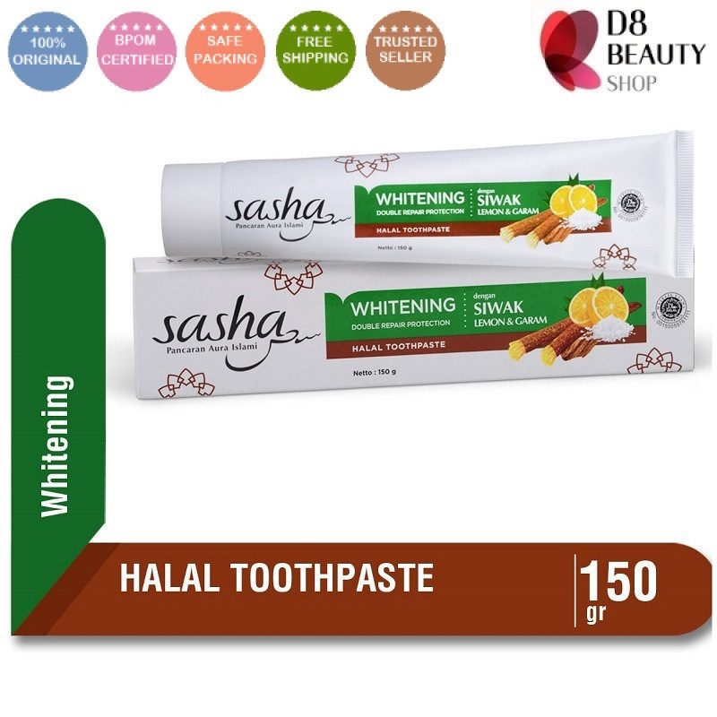 SASHA Sasha Toothpaste Pasta Gigi WHITENING | PENCEGAH GIGI BERLUBANG | HERBAL 150 gr