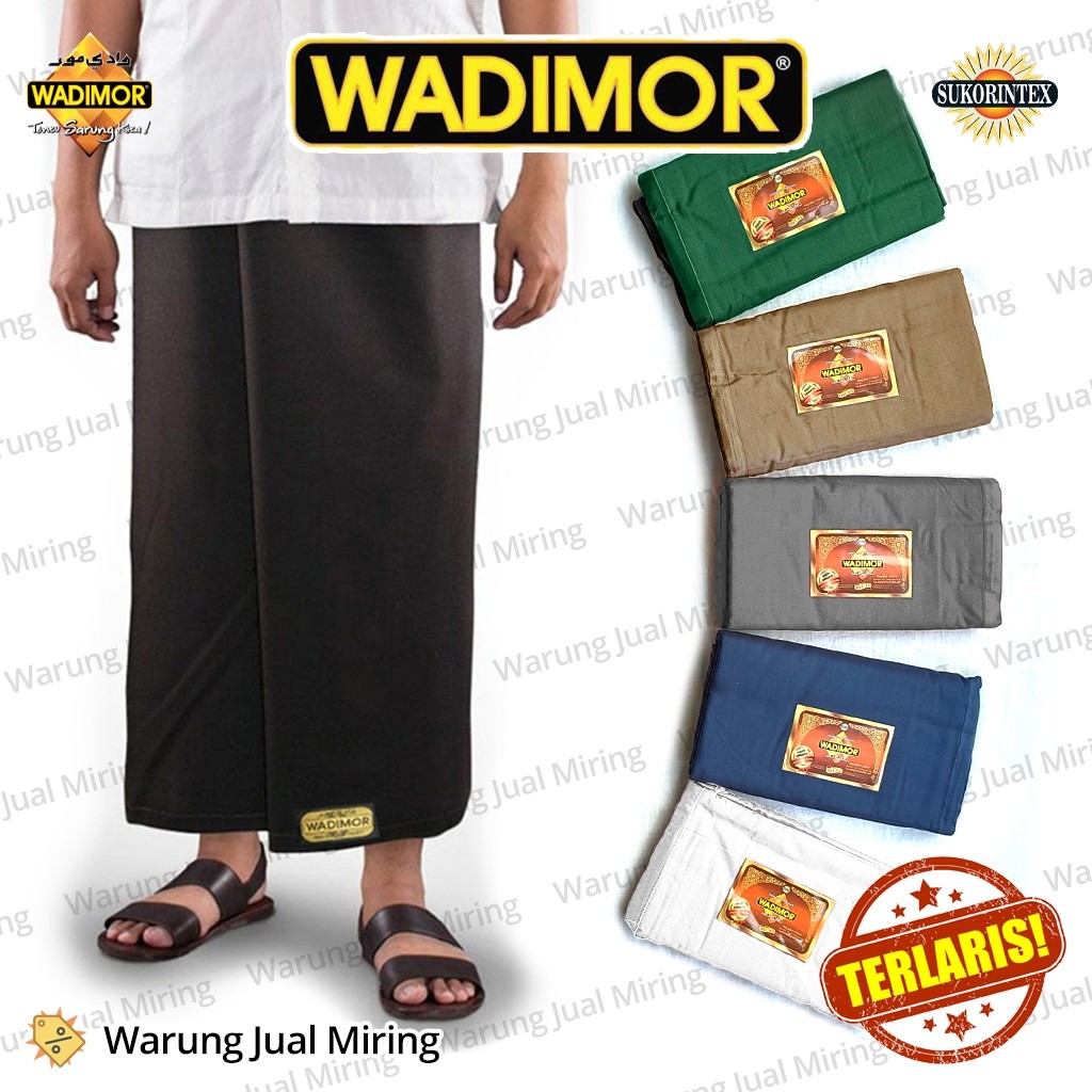 PROMO - Sarung WADIMOR Hitam Putih Polos Premium Original Dewasa Anak Grosir Kain Samping Tumpal Sho