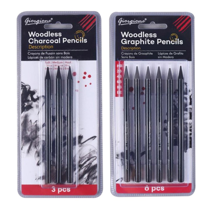 

Graphite and Charcoal Drawing Art Pencil Set Woodless DIY Sketching Supply 3/6pc