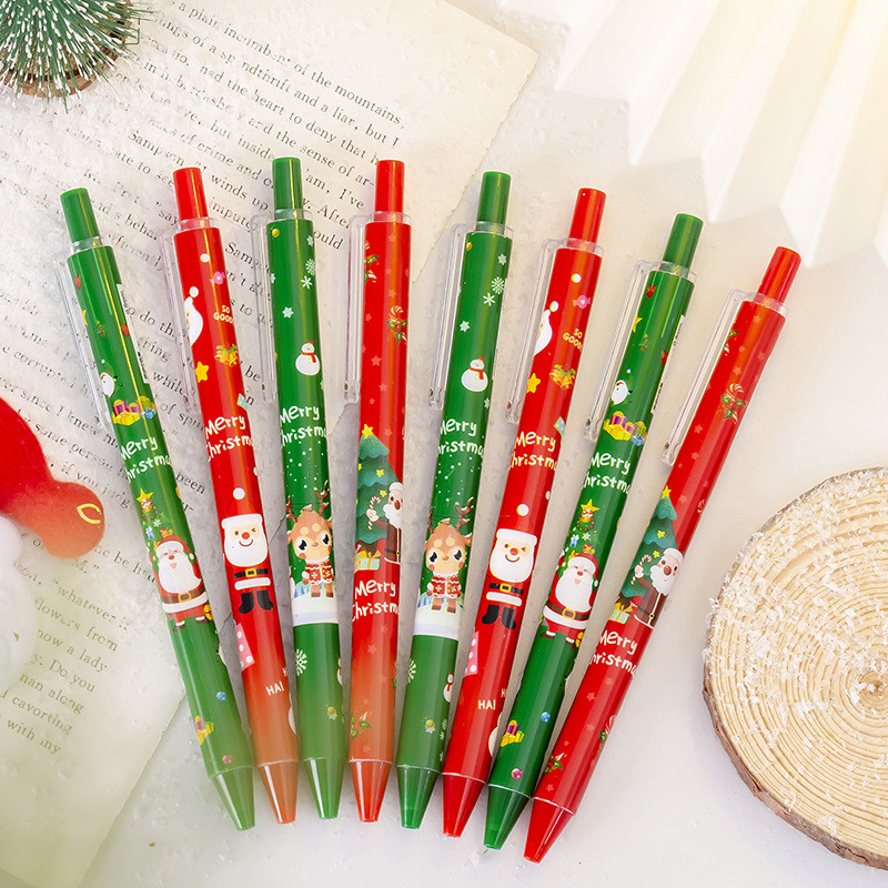 

6 pcs/pack Creative Merry Christmas Cartoon Mechanical Gel Ink Pen School Office Writing Supplies Gift Stationery Art Deco