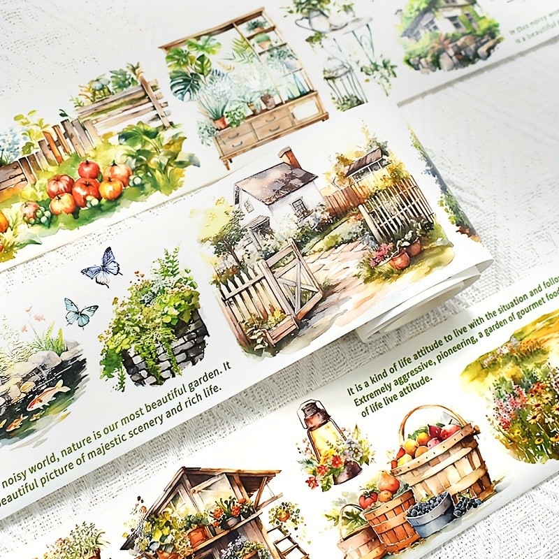 

2M/Roll Rural Life Scenery Washi Tape Retro Farm Scene Stickers For Scrapbooking Supplies Journal Bullet Journaling Art Crafts