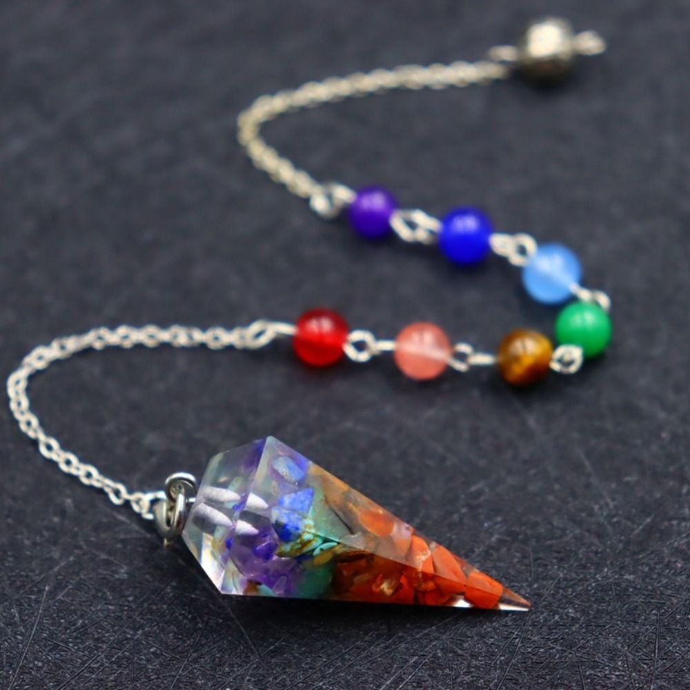 7 Chakra Healing Crystals Pendulum for Dowsing Divination Quartz Natural Stone Pendulums Antique Rei