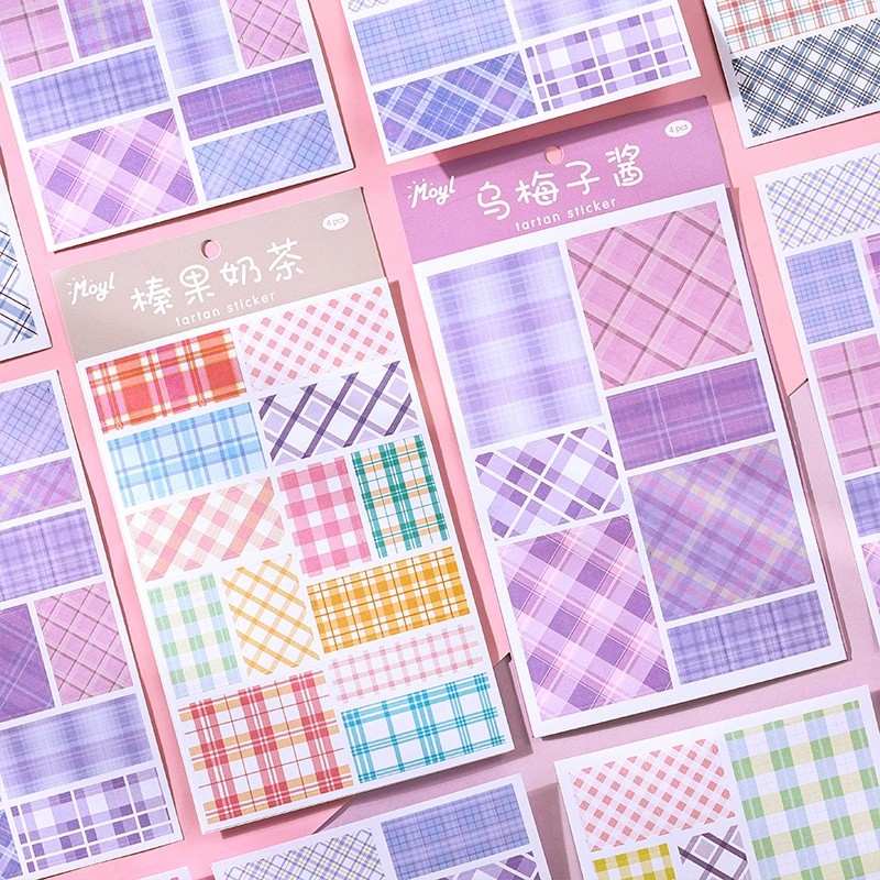 

4lembar Lucu Kotak-Kotak Garis Seri Washi Stiker Jurnal Mahasiswa Deco