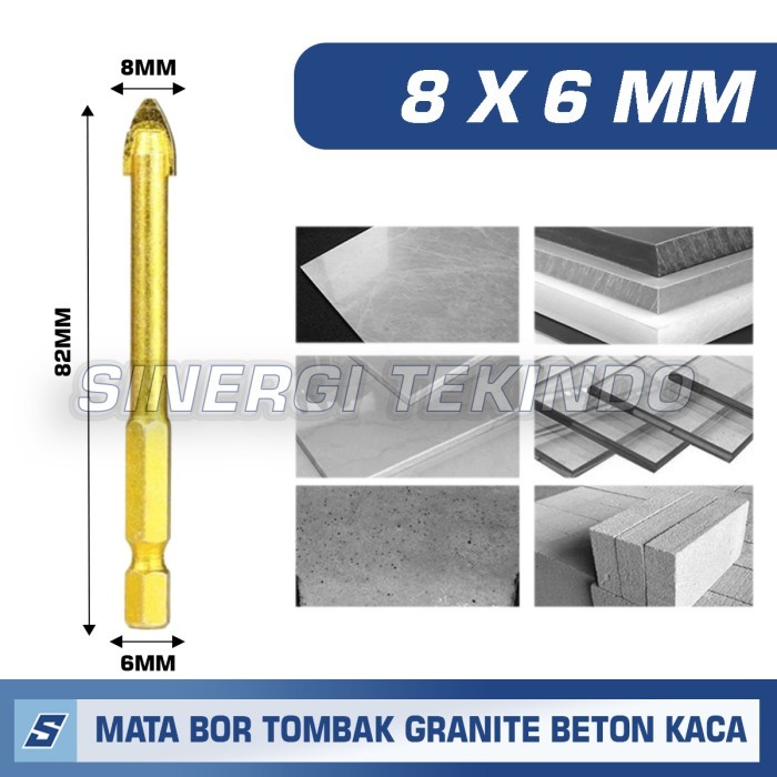 Mata Bor Tombak 8mm As 6mm Gold Bor Kaca Keramik Granite Beton Kayu