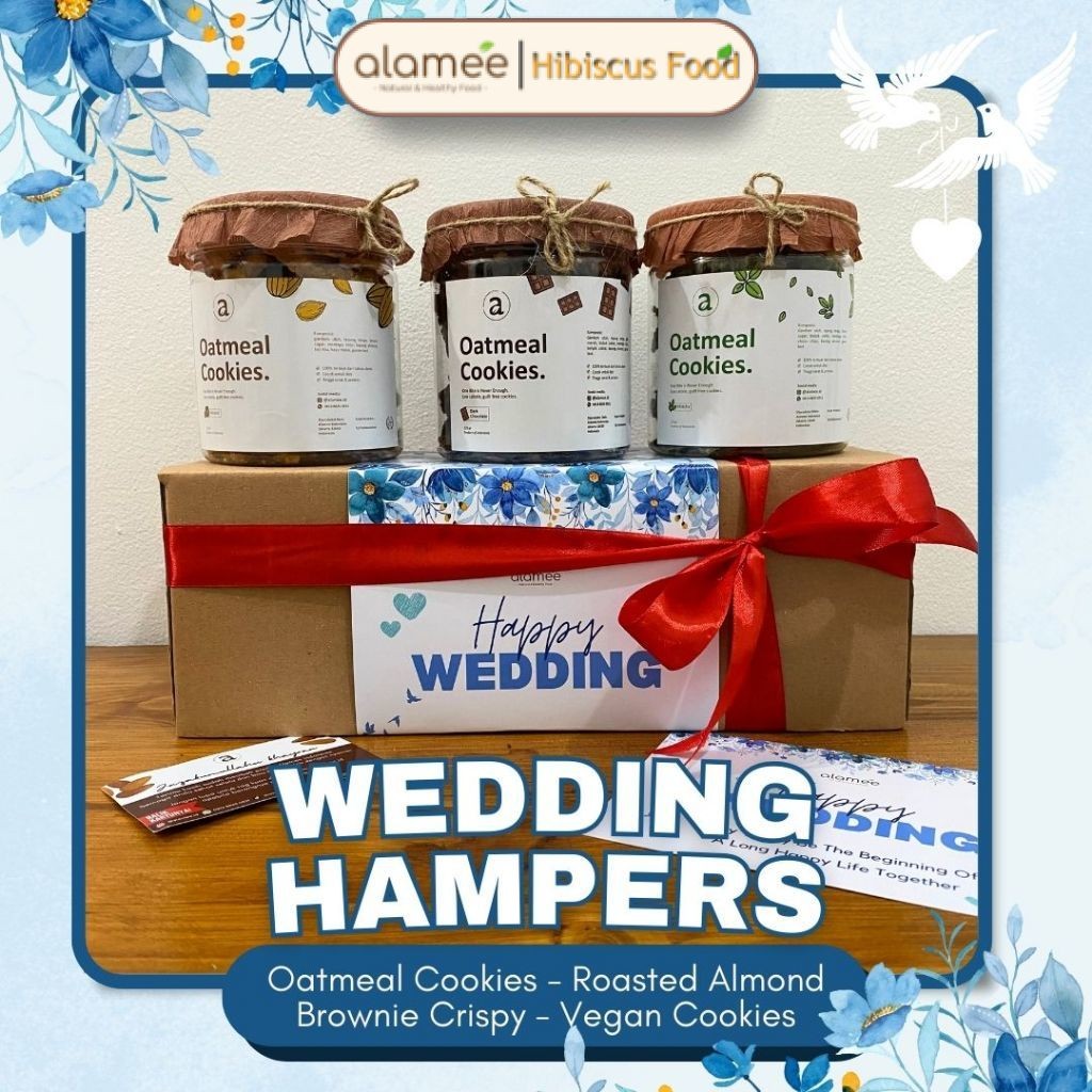 

ALAMEE Hampers Pernikahan Wedding Gift Kado Hadiah Cemilan Cookies Kacang Almond Parcel Nikahan Hibiscus Food