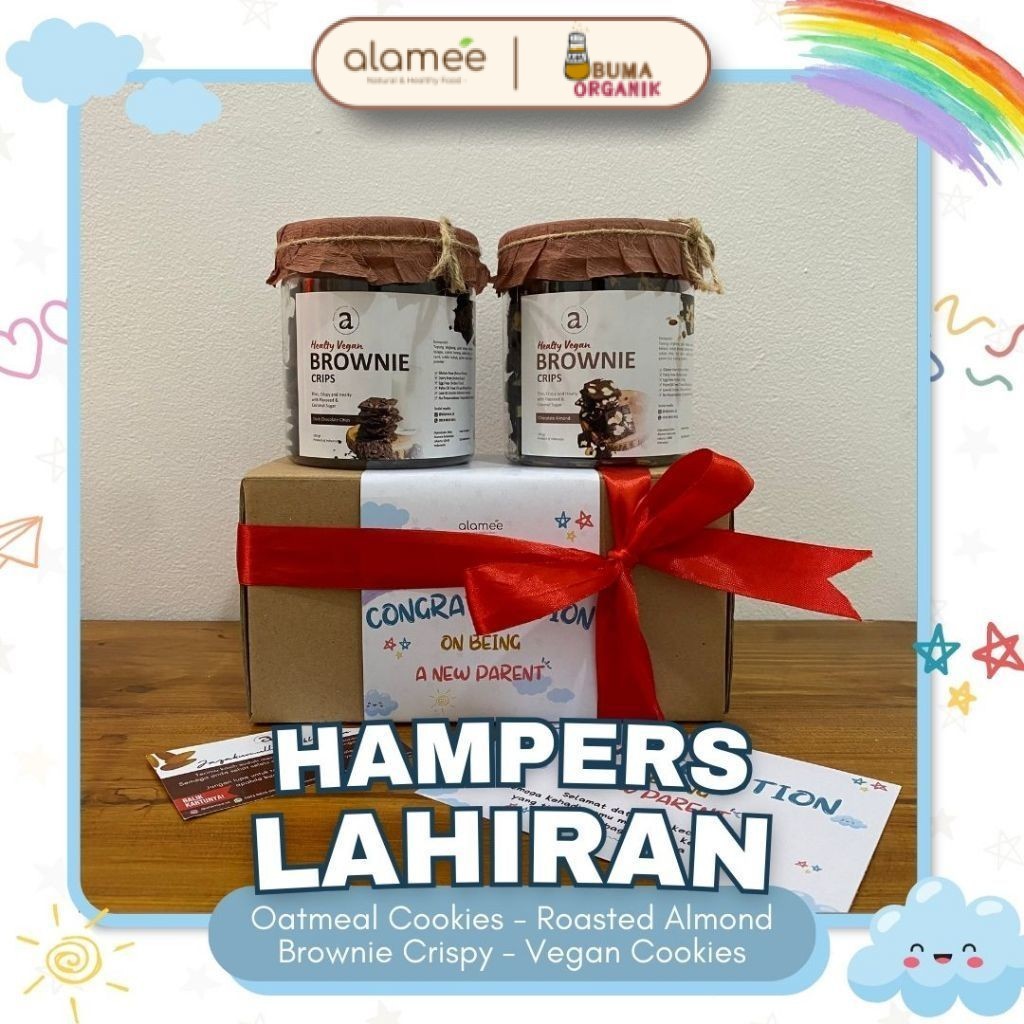 

ALAMEE Hampers Ibu Melahirkan Kado Lahiran Baby Born Gift Hadiah Mom Cemilan Kacang Mede Kue Kering Buma Organik