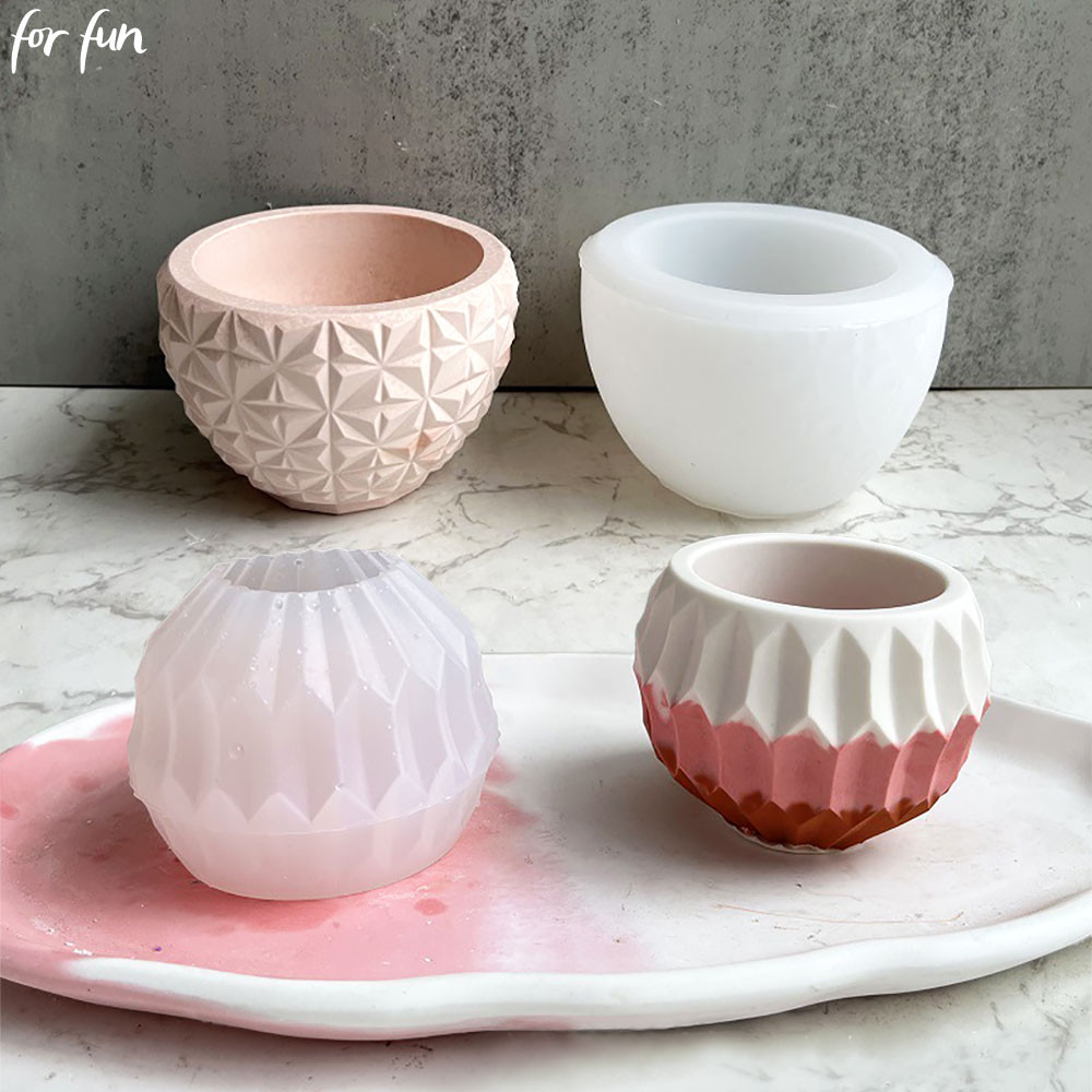 

For Fun DIY Flower Pot Silicone Mold Fleshy Flowerpot Storage Box Gypsum Concrete Mould Candle Potted Crystal Epoxy Resin Mold