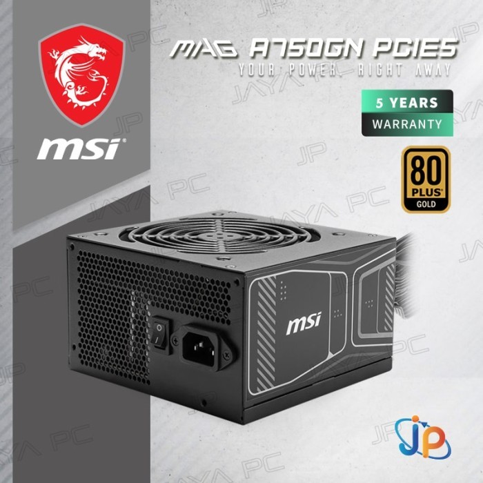 MSI MAG A750GN 750W ATX 3.1 PCIE5 PSU - Power Supply 750 Watt 80+ Gold