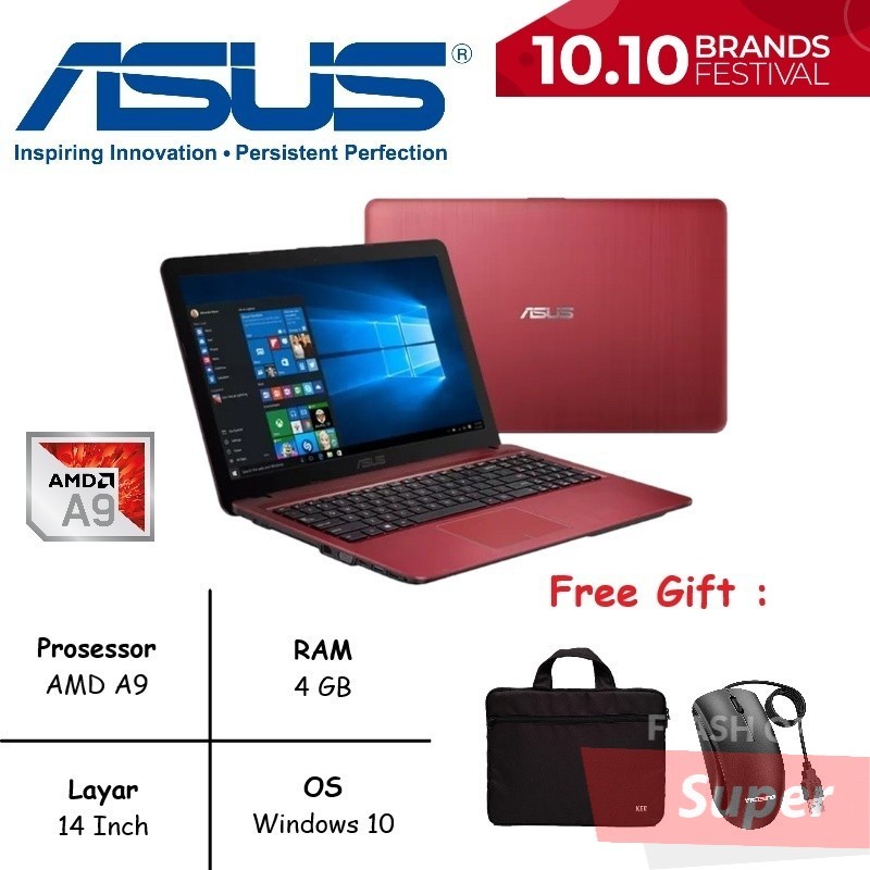 LAPTOP GAMING ASUS VIVOBOOK X441B AMD A9 RADEON R5 RAM 8GB