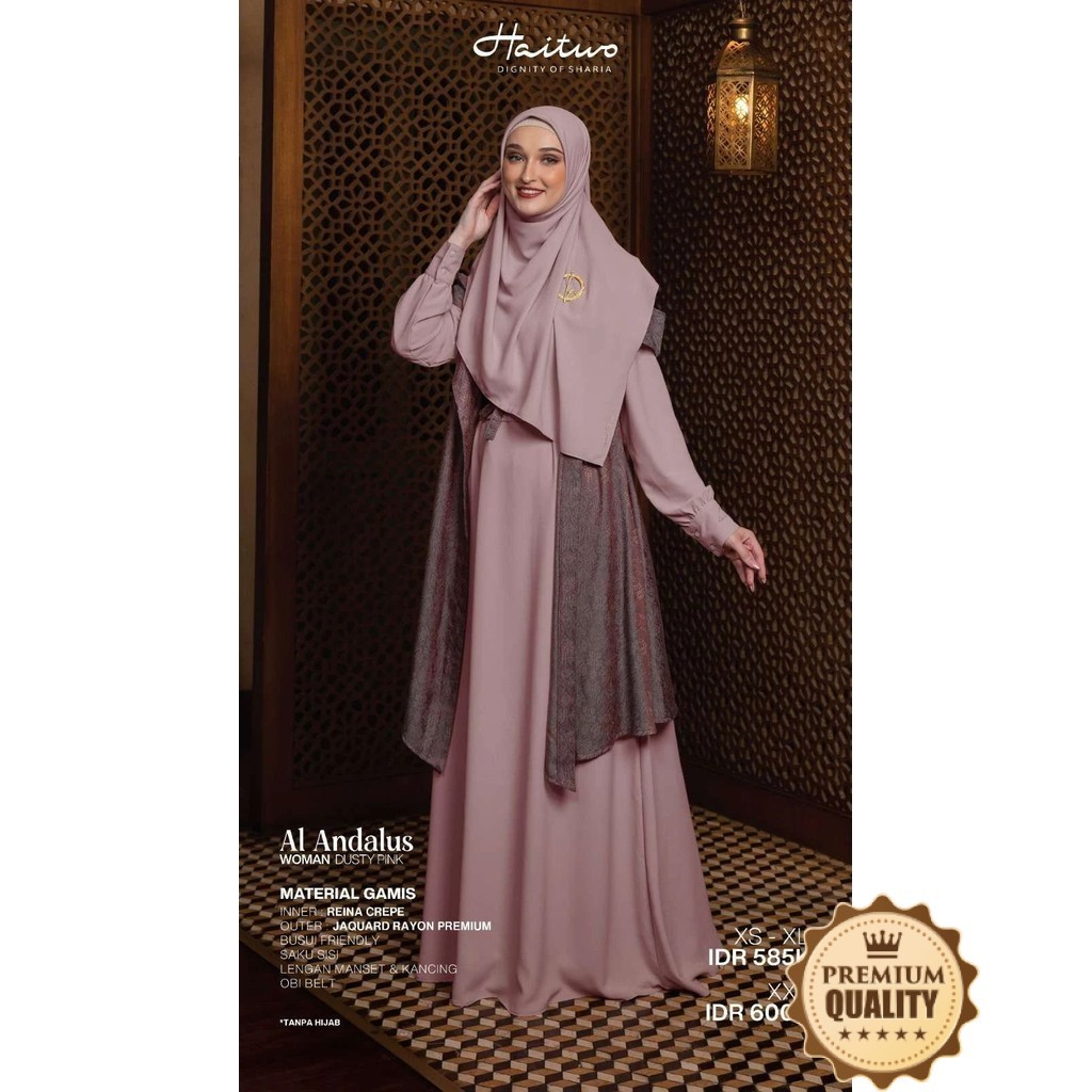 Abadi Nibras Collection - Al Andalus Women Gamis Inner Inara Rusli SYAR'I Modern + Outer Dress Wanit