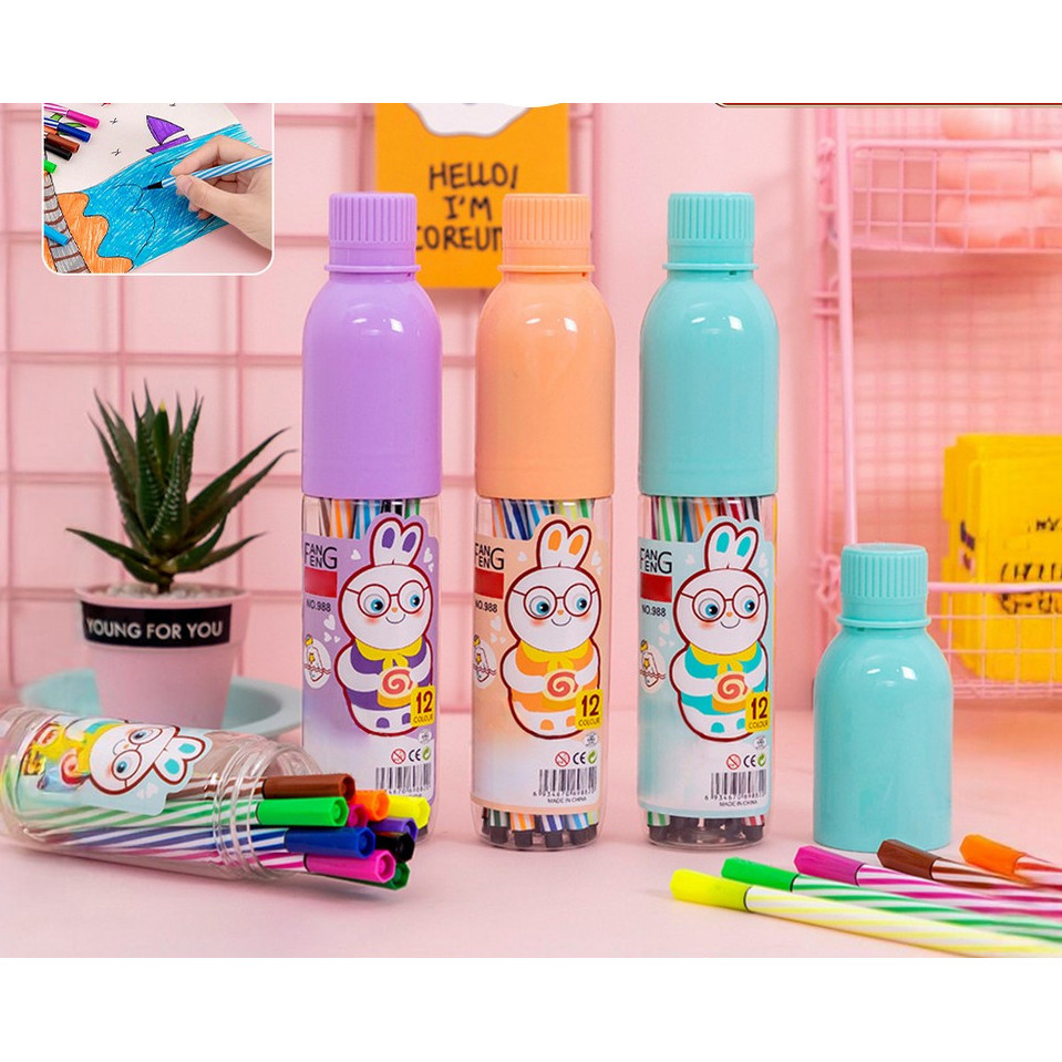 

HANOI Spidol Warna Warni Alat Lukis Marker Spidol Warna Alat Tulis Anak / Pena SPIDOL 12 PCS