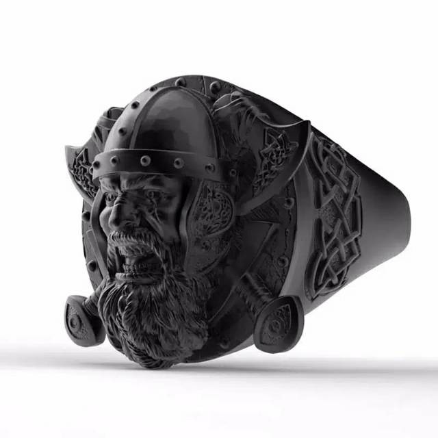 Cincin Pria black viking head