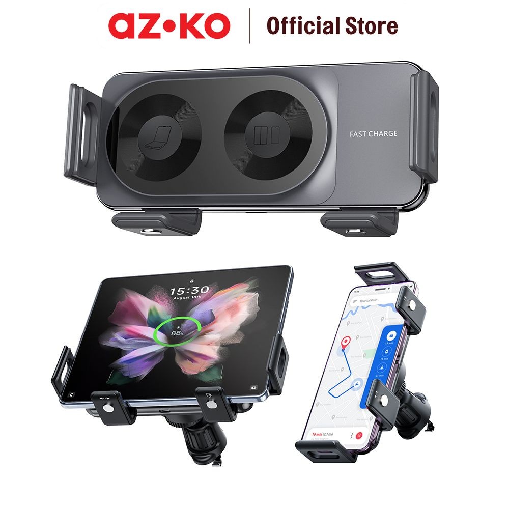 AZKO Otto Klasse Wireless Charger Led Wide Dengan Holder - Abu-Abu Pengisi Daya Tanpa Kabel Charger 