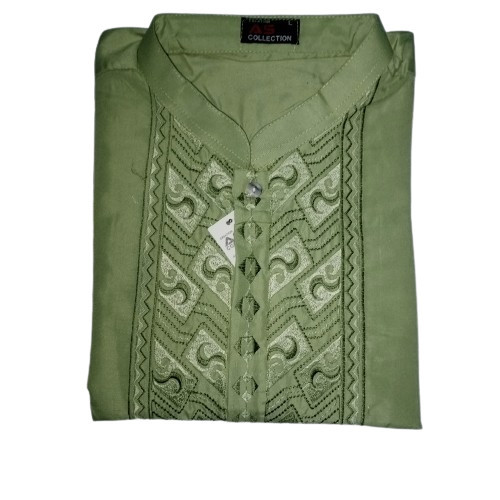 [Ramadhan  Sale] Baju Koko Pria Dewasa Jumbo Lengan Panjang Bordir - Hijau Sage, M